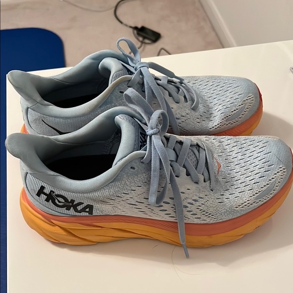 Hoka Light Blue and Orange Athletic Shoes - Picture 4 of 6